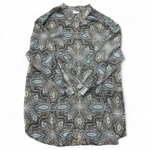 J Jill Sheer Blue Paisley Long Sleeve Shirt,  Women's 3X